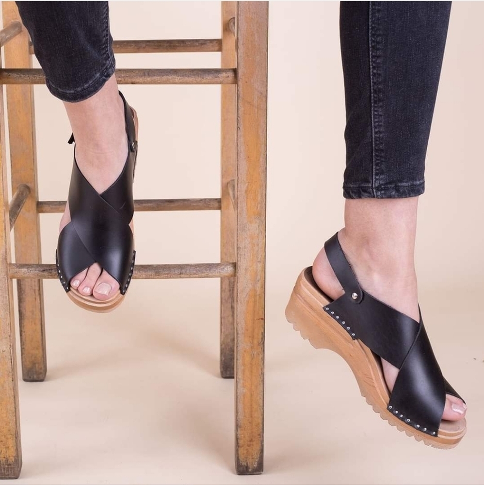 Maguba Swedish Clog Sandals Wood Leather